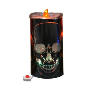 Inch Skull Glitter Pillar Candle Halloween Décor   Seasonal