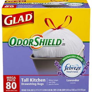 Glad Tall Kitchen Drawstring Lavender Odor Shield 13 Gallon 80ct