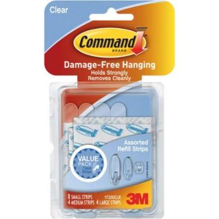 Command Clear Assorted Refill Strips, 8 Small, 4 Medium, 4 Large, 17200CLR