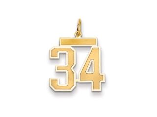 The Jersey Medium Jersey Style Number 34 Pendant in 14K Yellow Gold