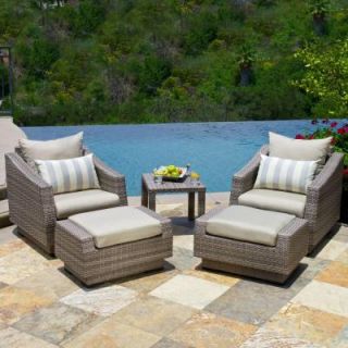 RST Brands Cannes 5 Piece Patio Chat Set with Slate Grey Cushions OP PECLB5 CNS SLT K