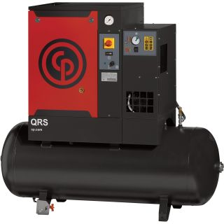 Chicago Pneumatic Quiet Rotary Screw Air Compressor with Dryer — 3 HP, 230 Volts, 1 Phase, Model# QRS3.0HPD-1  20 CFM   Below Air Compressors
