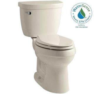 KOHLER Cimarron 2 piece 1.28 GPF High Efficiency Elongated Toilet with AquaPiston Flushing Technology in Almond K 3609 47
