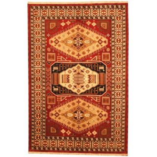 Herat Oriental Indo Hand knotted Kazak Maroon/ Navy Wool Rug (66 x 9