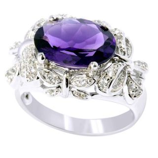 Sterling Silver Amethyst and White Topaz Fashion Ring   16232894