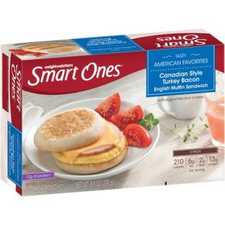 Weight Watchers Smart Ones Canadian Style Turkey Bacon English Muffin Sandwiches, 2 count, 8 oz