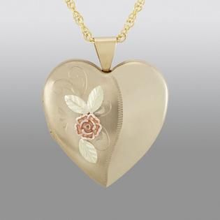 Black Hills Gold  Tricolor Gold filled Four Picture Heart Locket