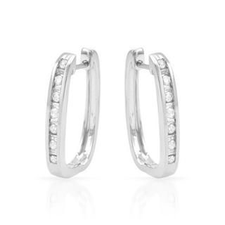 Hoops Earrings with Diamonds 14K White Gold