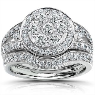 Annello 14k Gold 1ct TDW Diamond Bridal Halo Ring Set (G H, I1 I2