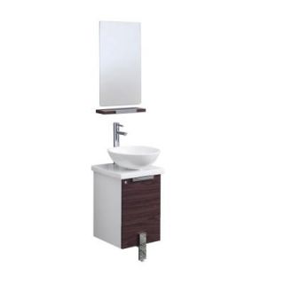 Fresca Adour 16 in. Vanity in Dark Walnut with Ceramic Vanity Top in White, Basin and Mirror FVN8110DK