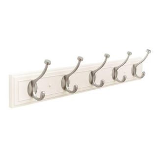 Amerock 27 in. White Beveled Rack with Brushed Nickel Hooks H55662 WS