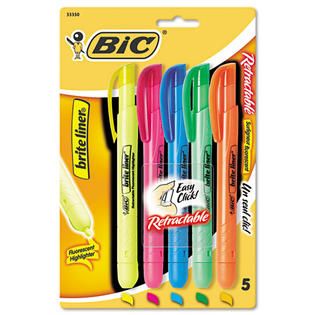 BIC Brite Liner Retractable Highlighter Chisel Tip Five Color Set