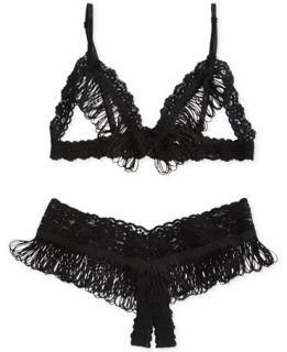 Hanky Panky After Midnight Fringe Bralette and Open Panel Thong   Bras