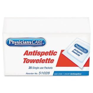 PhysiciansCare Antiseptic Towels, 25 Towels per Box   Office Supplies