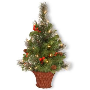 National Tree Company 3 ft. Crestwood Spruce Half Tree with Battery