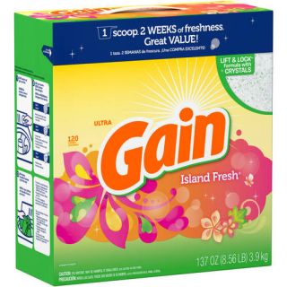 Gain Powder Laundry Detergent, Island Fresh, 120 Loads, 137 oz