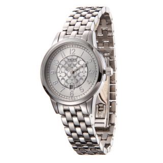 Coach Womens 14000028 Classic Signature Round Silvertone Stainless