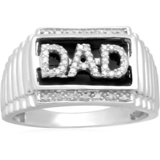Men's 1/8 Carat T.W. Diamond Sterling Silver Enamel Ring