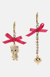 Betsey Johnson Terrific Tutus Bear & Heart Earrings