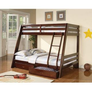 Coaster Bunks Twin Over Full Bunk Bed with Storage, Cappuccino