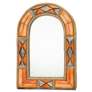 Classic Dimensional Arched Henna Bone Moroccan Mirror (Morocco