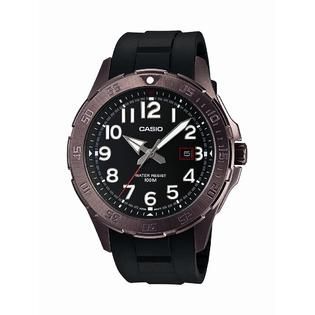 Casio  Mens Chronograph Black Resin Watch w/ Black & White Dial