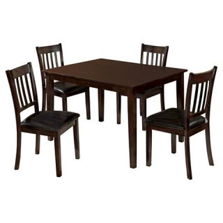 Piece Barred Back Chair Leatherette Seat Dining Table Set   Espresso