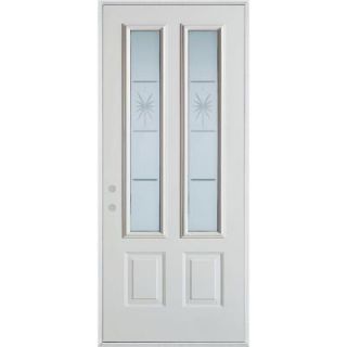 Stanley Doors 32 in. x 80 in. V Groove 2 Lite 2 Panel Prefinished White Right Hand Inswing Steel Prehung Front Door 3010ESL2 E 32 R