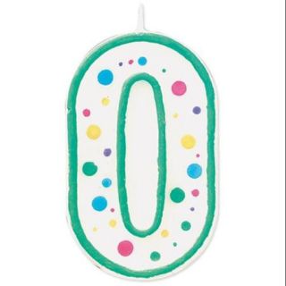 Polka Dot Numeral Candle 3"X1.5" 1/Pkg #0 Green