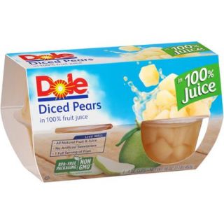 Dole Diced Pears in 100% Juice, 4 oz./4 pk