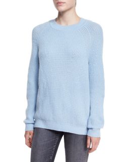 Vince Directional Ribbed Crewneck Sweater, Chambray