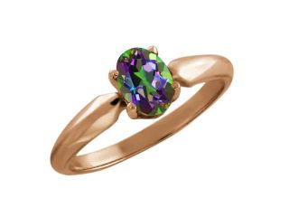 0.95 Ct Oval Green Mystic Topaz Rose Gold Plated Sterling Silver Ring