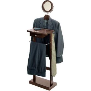 Valet Stand with Drawer and Mirror, Espresso