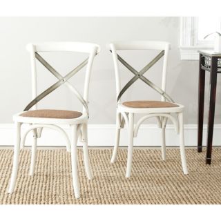 Safavieh Eleanor Antique White X Back Side Chair (Set of 2)