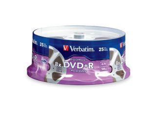 Verbatim 4.7GB 8X DVD+R 25 Packs Spindle High Quality Digital Movie Disc with Unique "Movie Reel" Surface Model 94865