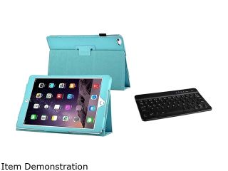 Insten For Apple iPad Air 2 2014 Light Blue Slim Folio Leather Case Wireless Keyboard  2051410   Laptop Cases & Bags