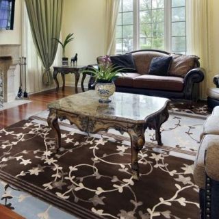 Hand knotted Neoteric Brown Floral Wool Rug (8' x 11')
