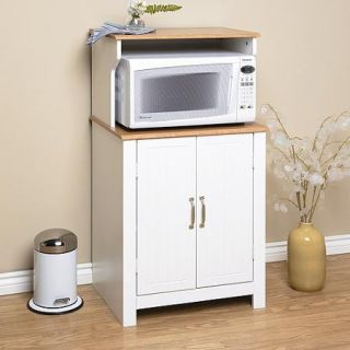 Shaker Style Microwave Cart, White and Oak