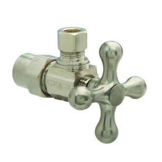 BrassCraft 1/2 in. Nom CPVC Inlet x 3/8 in. O.D. Comp Outlet 1/4 Turn Angle Valve with Cross Handle in Satin Nickel XKTPR19X NS