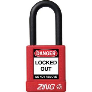 ZING Red Lockout Padlock, Different Key Type, Master Keyed&#x3a; No, Plastic Encased Aluminum Body Material 7030