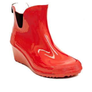 Womens Black Wedge heel Ankle Rain Boots