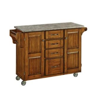 Home Styles Create a Cart 48 in. W Wood Kitchen Cart with Concrete Top in Oak 9100 1611