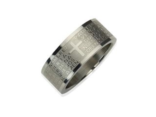 Stainless Steel Spanish Lord's Prayer 8mm Band Ring   Men (Size 7)