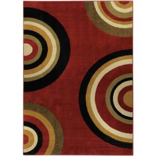 Ephesus Collection Geometric Circles Red Contemporary Area Rug (33 x