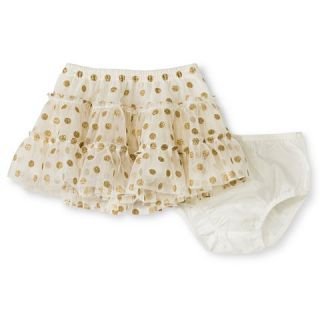 Toddler Girls Polka Dot Tutu Skirt   Gold/White