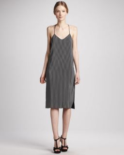 Tibi Stripe Front Silk Halter Dress