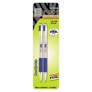 Zebra F 301 Fine Point Retractable Ballpoint Pen   Blue (2 Pack