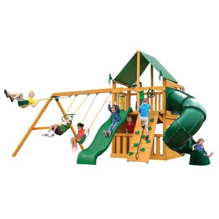 Gorilla Playsets Mountaineer Clubhouse Cedar Swing Set w/ Amber Posts