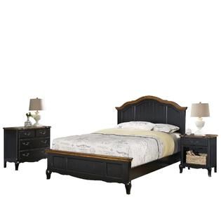 Home Styles  Oak and Rubbed Black French Countryside Queen Bed, Night