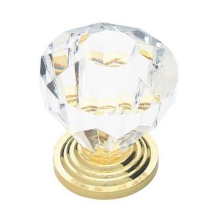 Liberty 1 1/4 in. Brass with Clear Faceted Acrylic Cabinet Knob P30122 CL C